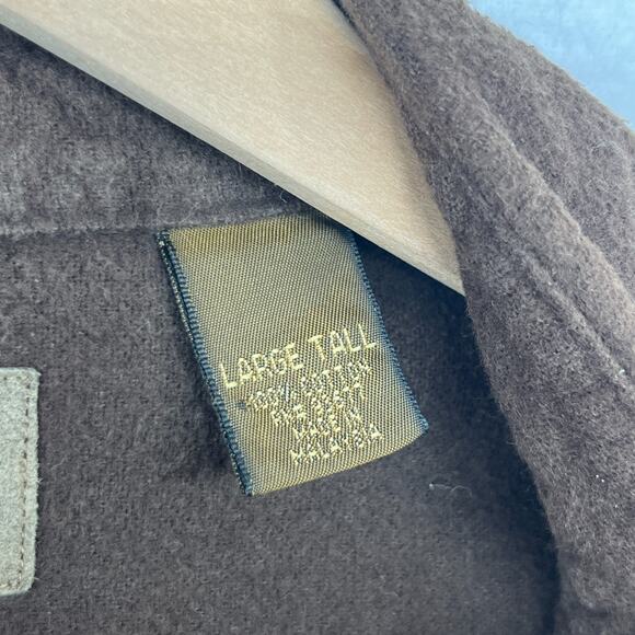 ST JOHNS BAY Shirt Mens LT Tall Chamois Flannel Button Up Cotton Brown VTG - Picture 13 of 16